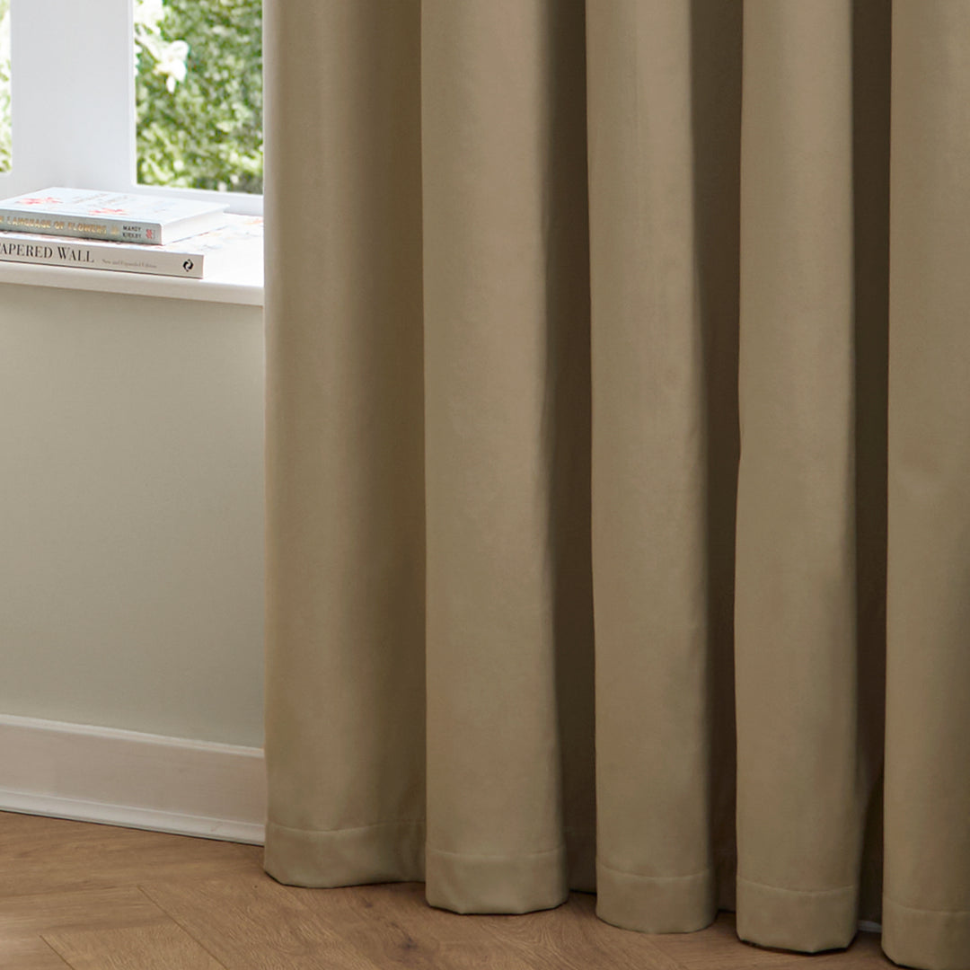 Deluxe Velvet Blackout 117x183 Pencil Pleat Curtains Mocha - image 6