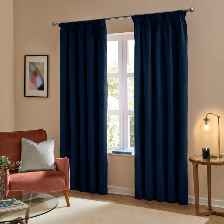 Deluxe Velvet Blackout 117x183 Pencil Pleat Curtains Royal - image 2