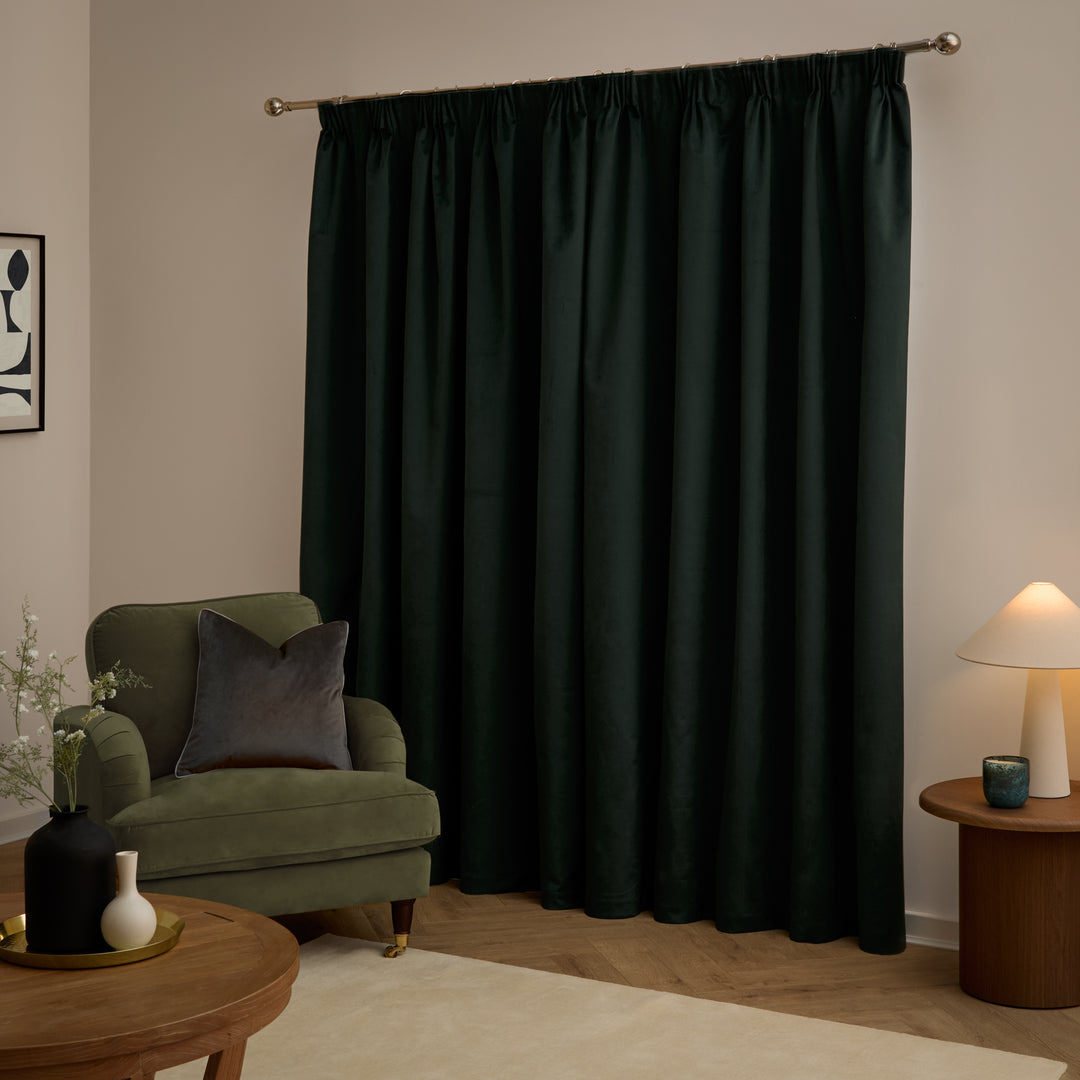 Deluxe Velvet Blackout 168x137 Pencil Pleat Curtains Black - image 3
