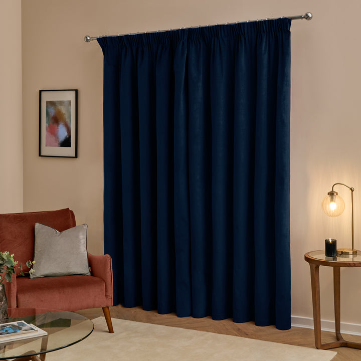 Deluxe Velvet Blackout 168x137 Pencil Pleat Curtains Royal - image 3