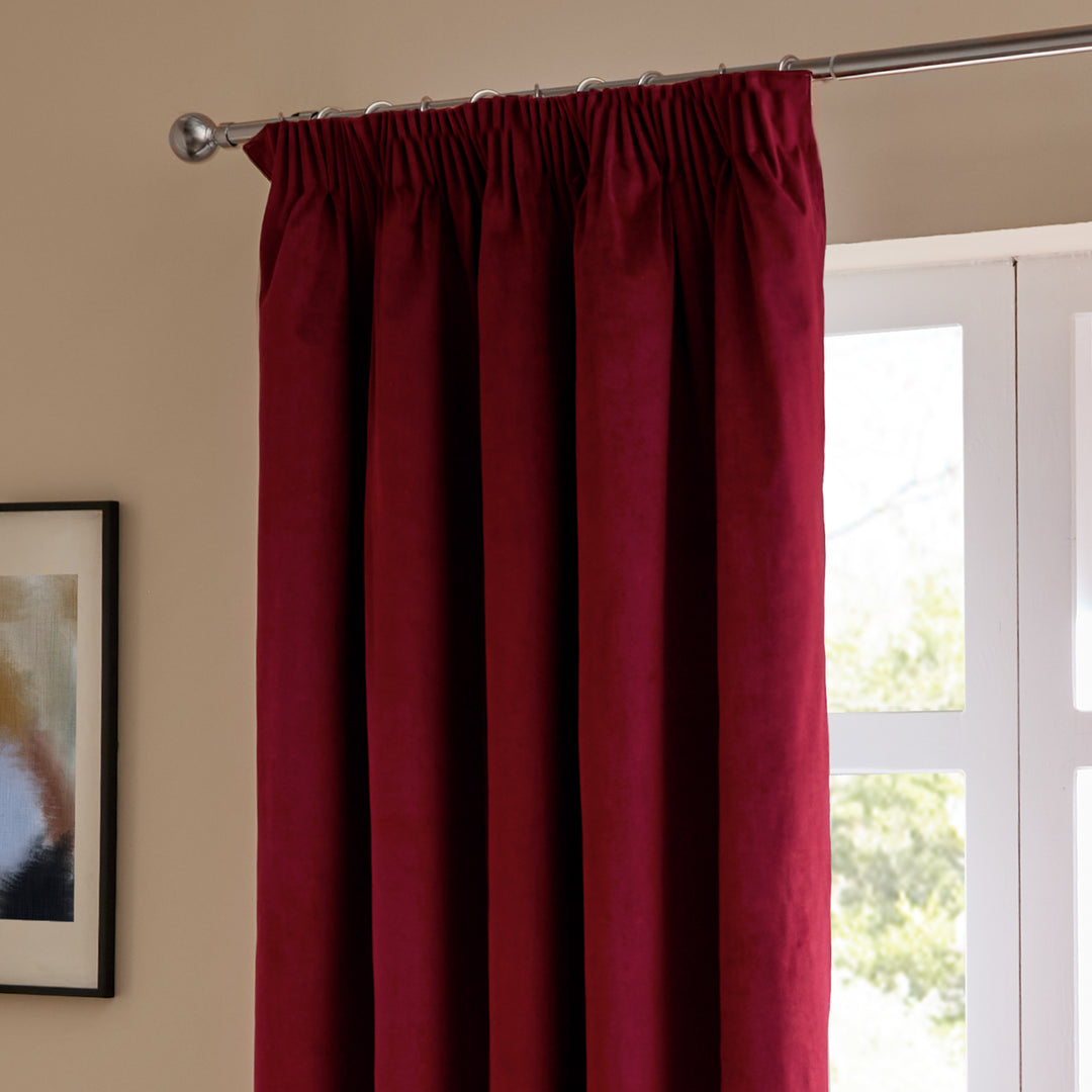 Deluxe Velvet Blackout 168x183 Pencil Pleat Curtains Burgundy - image 5