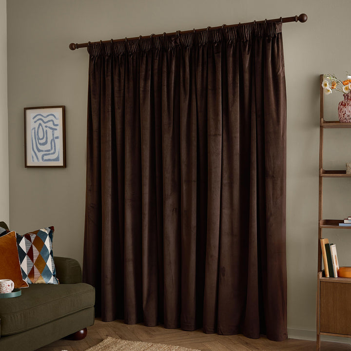 The Ultimate Velvet Blackout 168x229 Pencil Pleat Curtains Chocolate - image 5