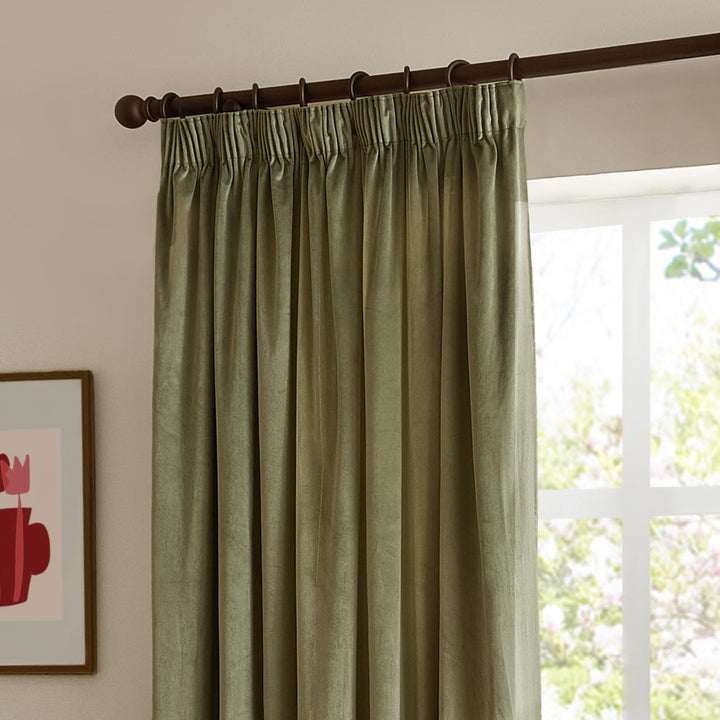 The Ultimate Velvet Blackout 168x229 Pencil Pleat Curtains Green - image 3