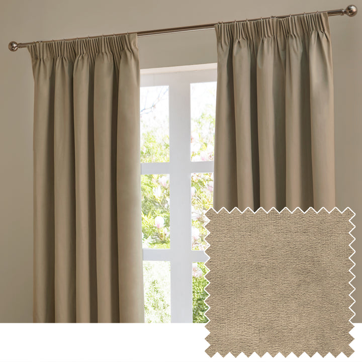 Deluxe Velvet Blackout 168x229 Pencil Pleat Curtains Mocha