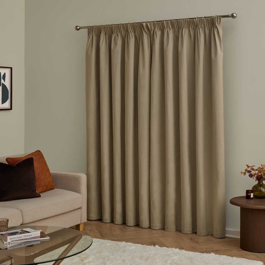 Deluxe Velvet Blackout 168x229 Pencil Pleat Curtains Mocha - image 3