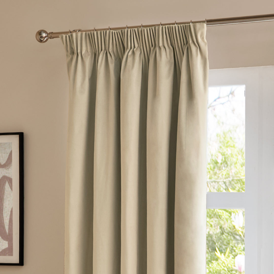 Deluxe Velvet Blackout 168x229 Pencil Pleat Curtains Natural - image 5
