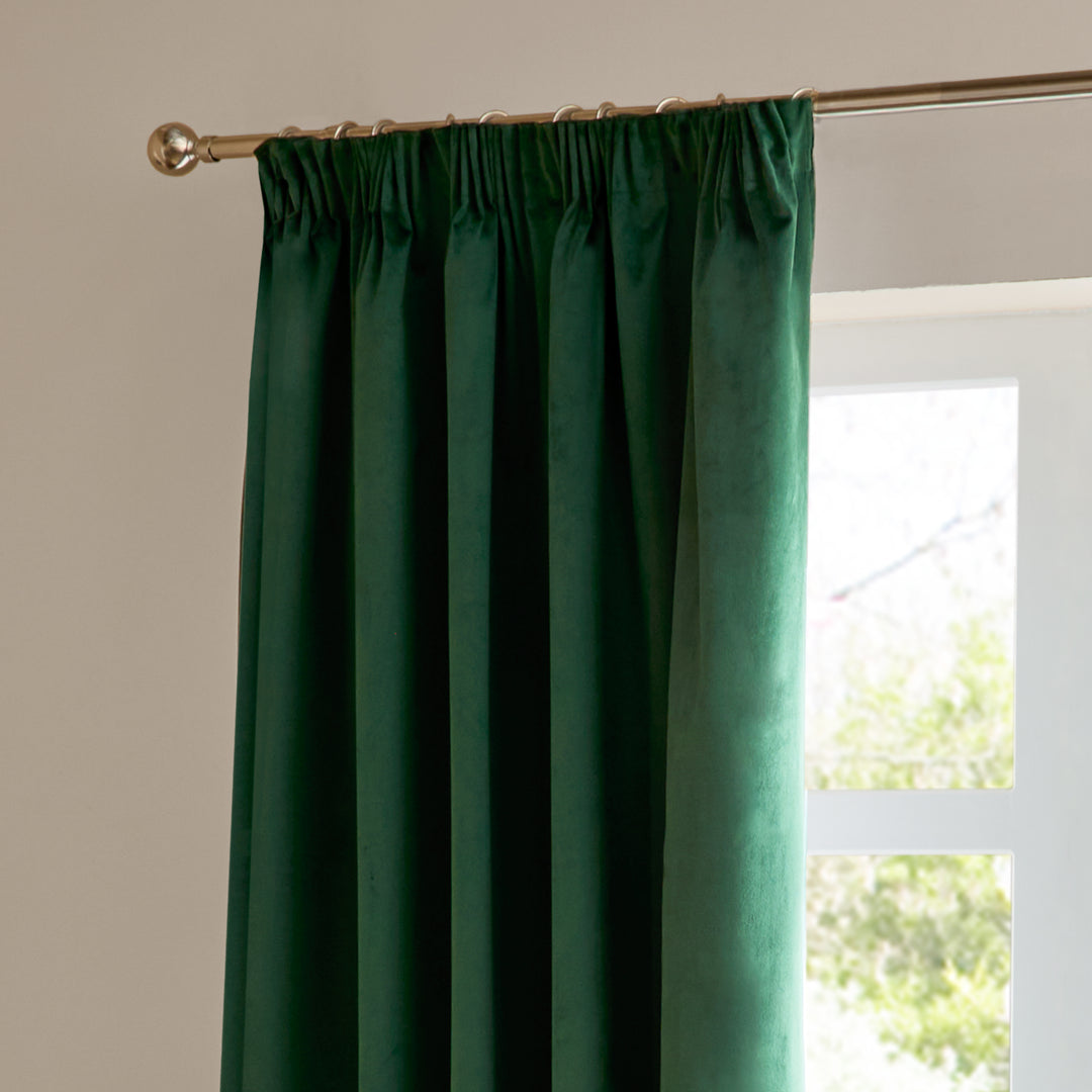 Deluxe Velvet Blackout 229x183 Pencil Pleat Curtains Emerald - image 5