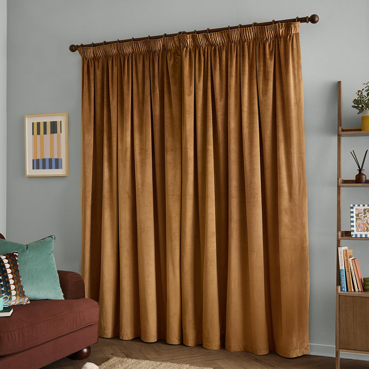 The Ultimate Velvet Blackout 229x229 Pencil Pleat Curtains Caramel - image 5