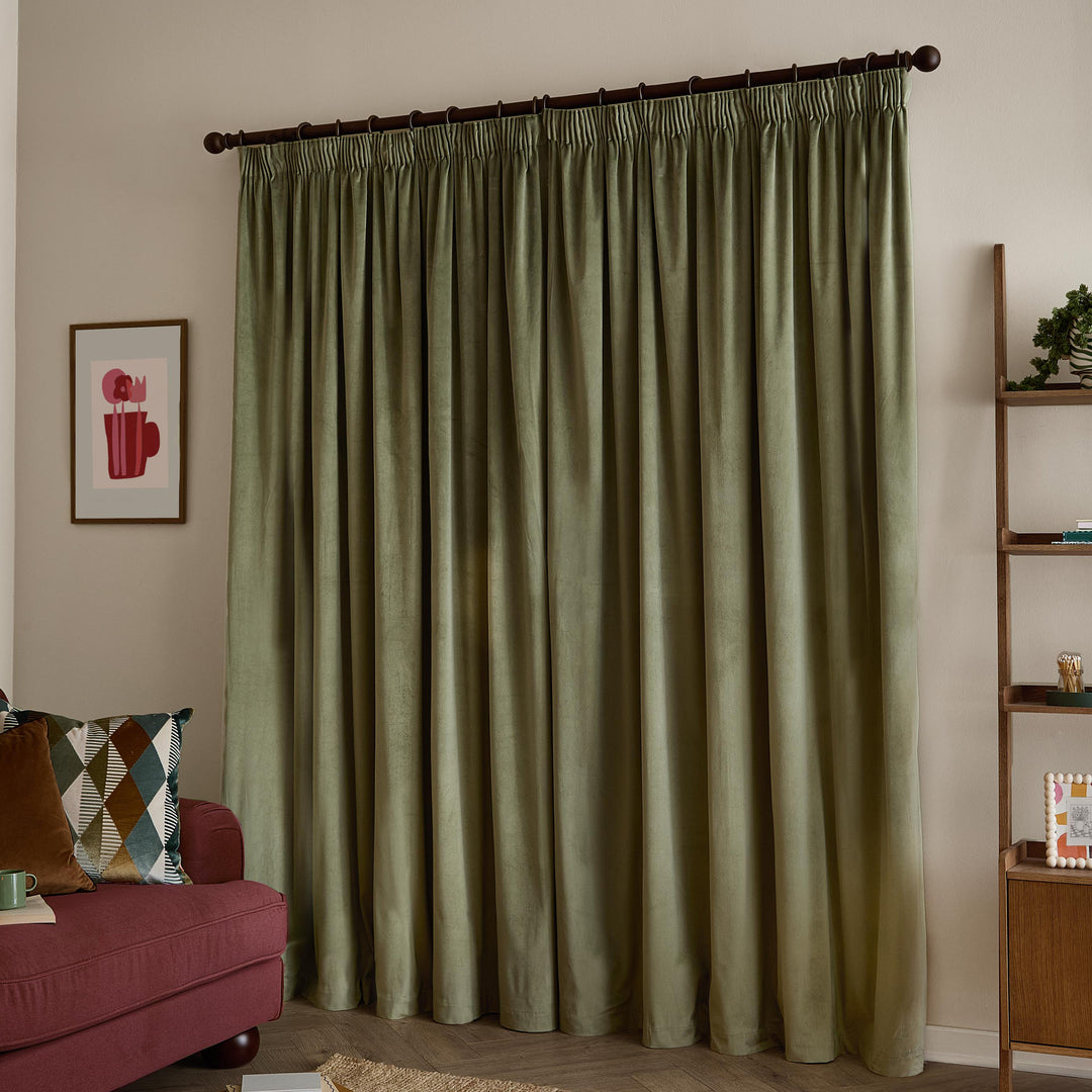 The Ultimate Velvet Blackout 229x229 Pencil Pleat Curtains Green - image 5