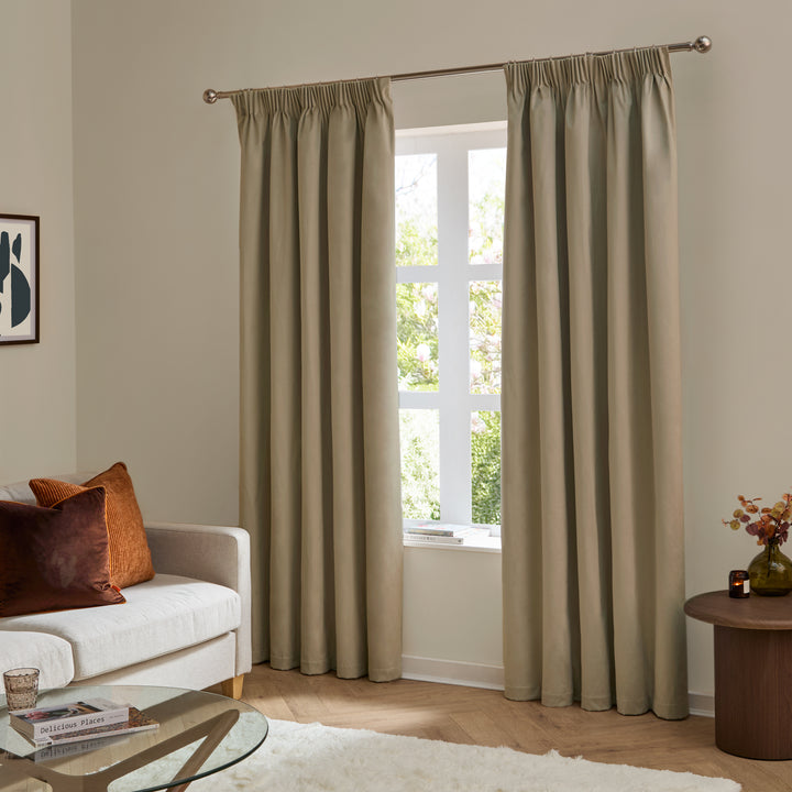 Deluxe Velvet Blackout 229x229 Pencil Pleat Curtains Mocha - image 2