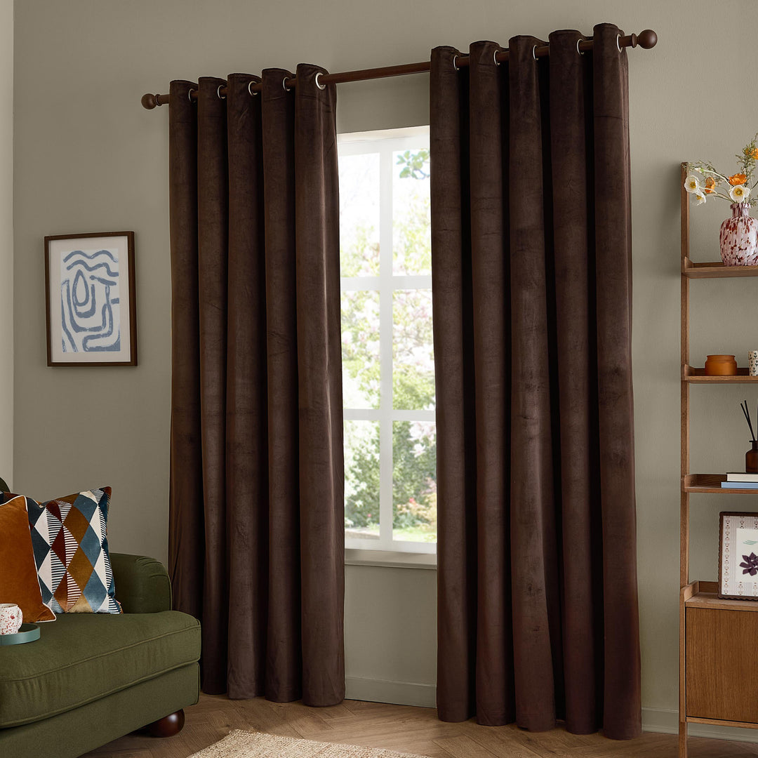 The Ultimate Velvet Blackout 168x183 Eyelet Curtains Chocolate - image 4