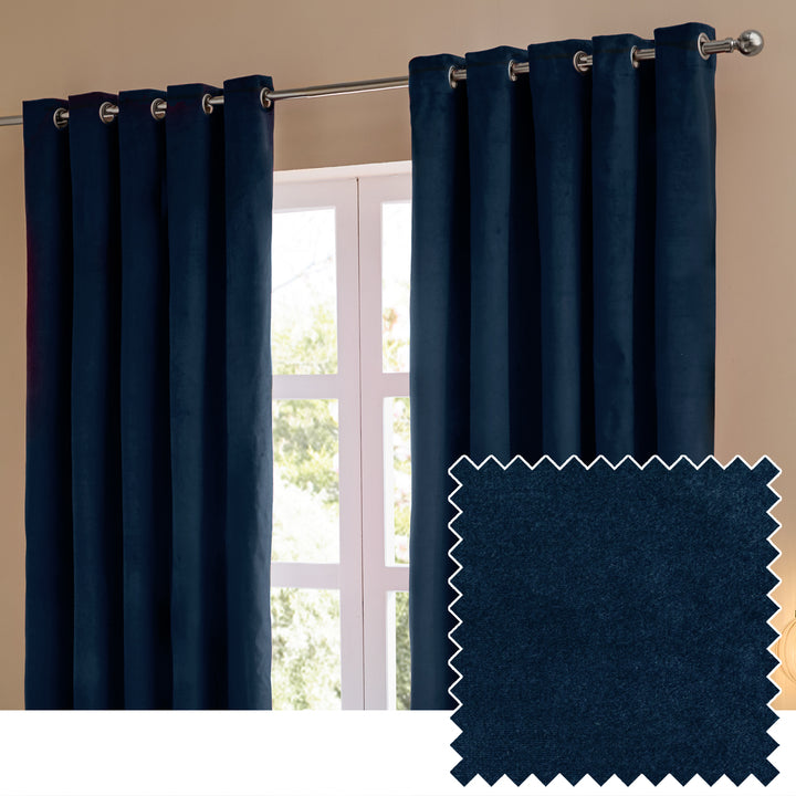 Deluxe Velvet Blackout 229x183 Eyelet Curtains Royal