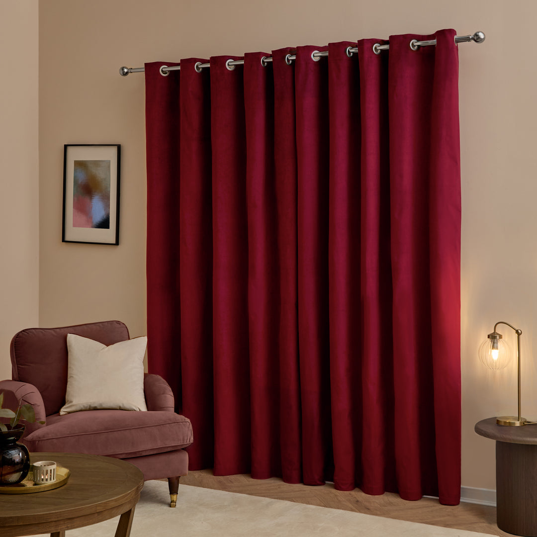 Deluxe Velvet Blackout 117x137 Eyelet Curtains Burgundy - image 3