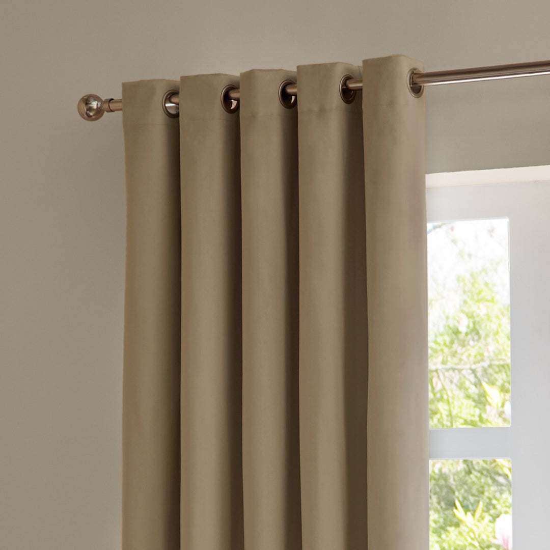 Deluxe Velvet Blackout 117x137 Eyelet Curtains Mocha - image 5