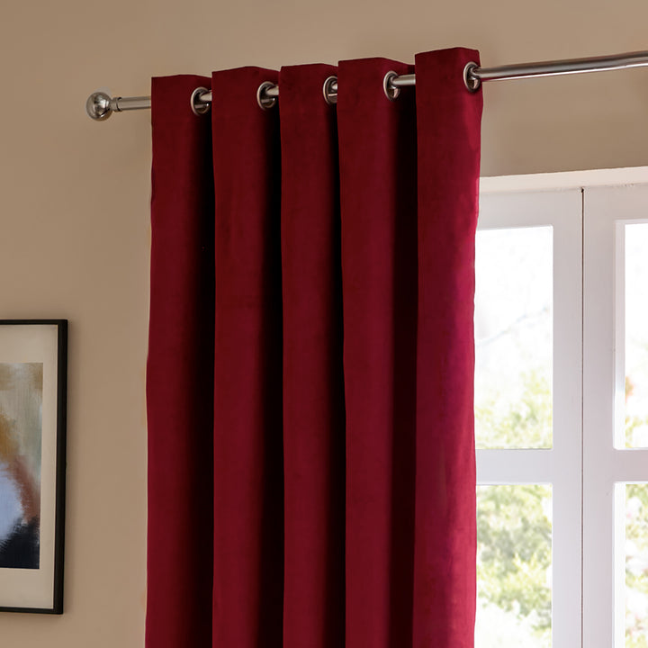 Deluxe Velvet Blackout 117x183 Eyelet Curtains Burgundy - image 5