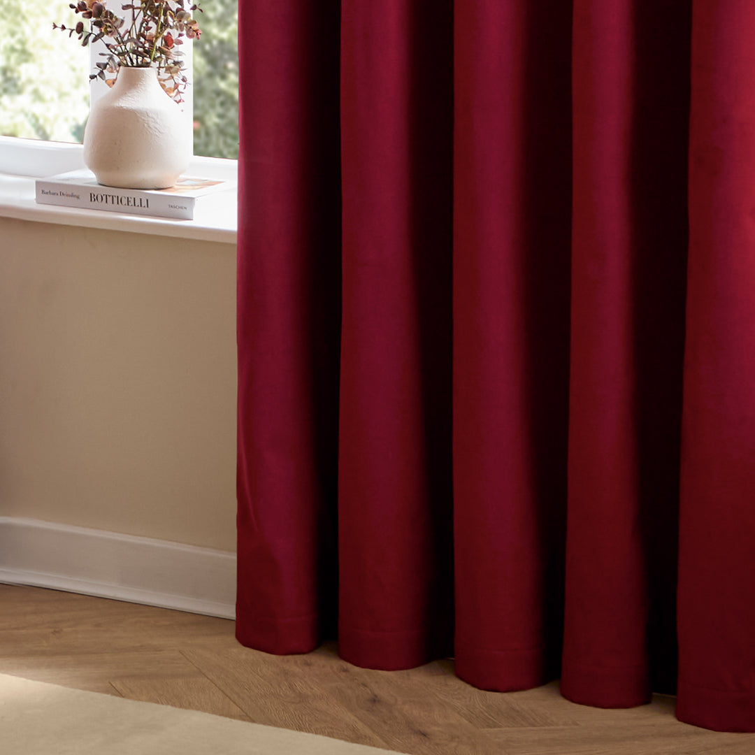 Deluxe Velvet Blackout 117x183 Eyelet Curtains Burgundy - image 6