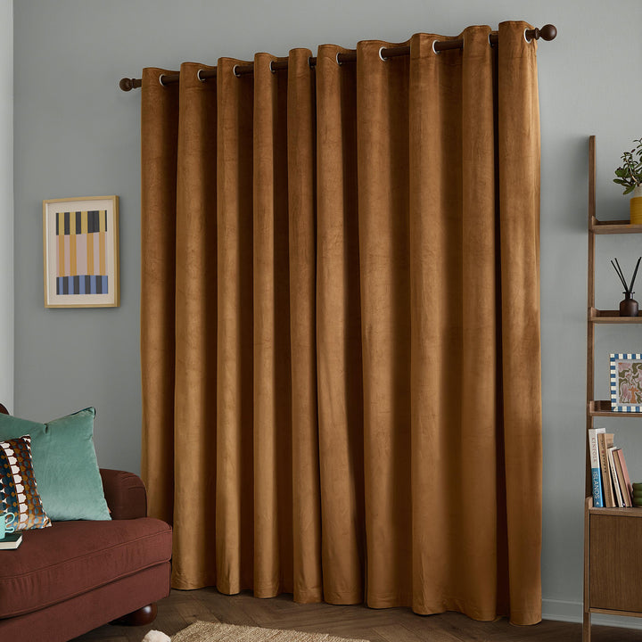 The Ultimate Velvet Blackout 117x183 Eyelet Curtains Caramel - image 5