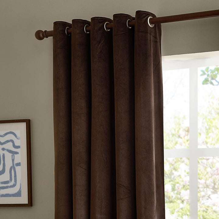 The Ultimate Velvet 229x137 Eyelet Curtains Chocolate - image 3