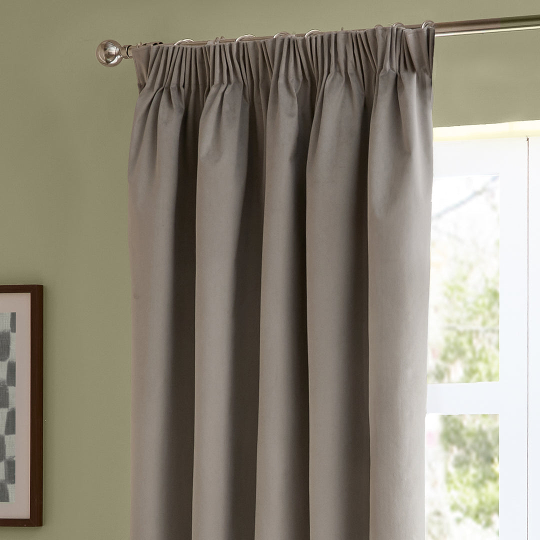 Deluxe Velvet 117x137 Pencil Pleat Curtains Silver - image 4