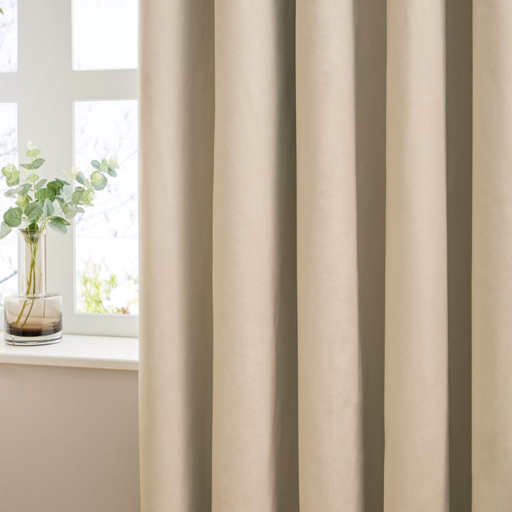 Deluxe Velvet 168x137 Pencil Pleat Curtains Natural - image 3