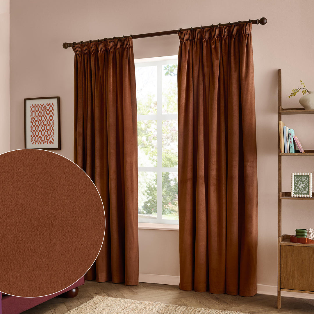 The Ultimate Velvet 168x183 Pencil Pleat Curtains Mink