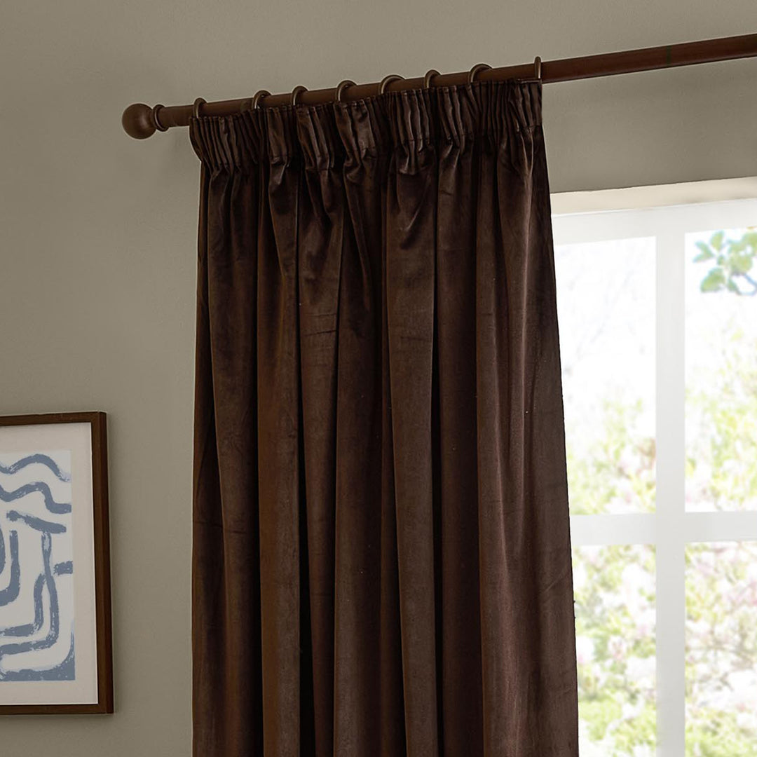 The Ultimate Velvet 168x229 Pencil Pleat Curtains Chocolate - image 3