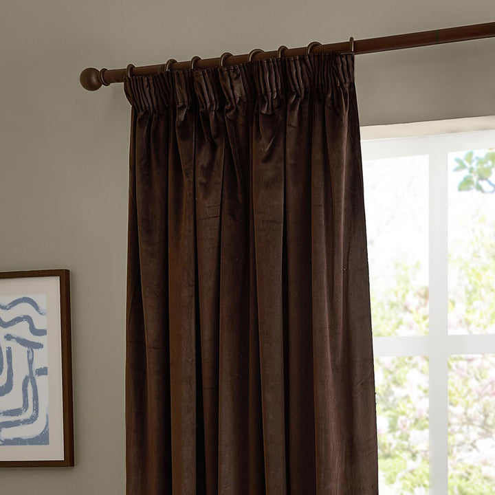 The Ultimate Velvet 168x229 Pencil Pleat Curtains Chocolate - image 3