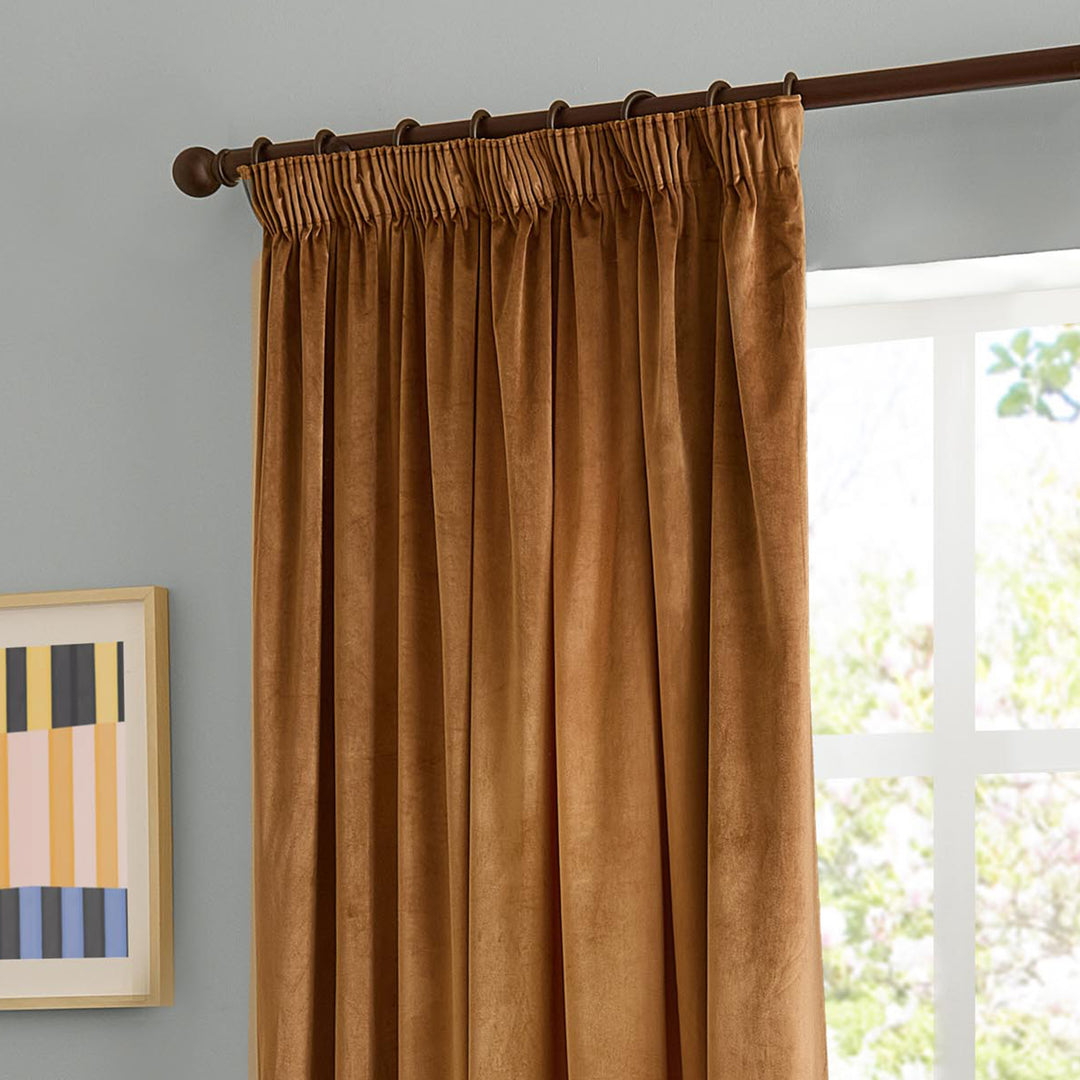 The Ultimate Velvet 229x137 Pencil Pleat Curtains Caramel - image 3