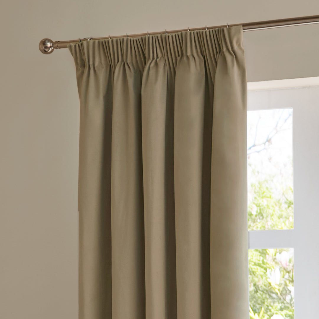 Deluxe Velvet 229x137 Pencil Pleat Curtains Mocha - image 4