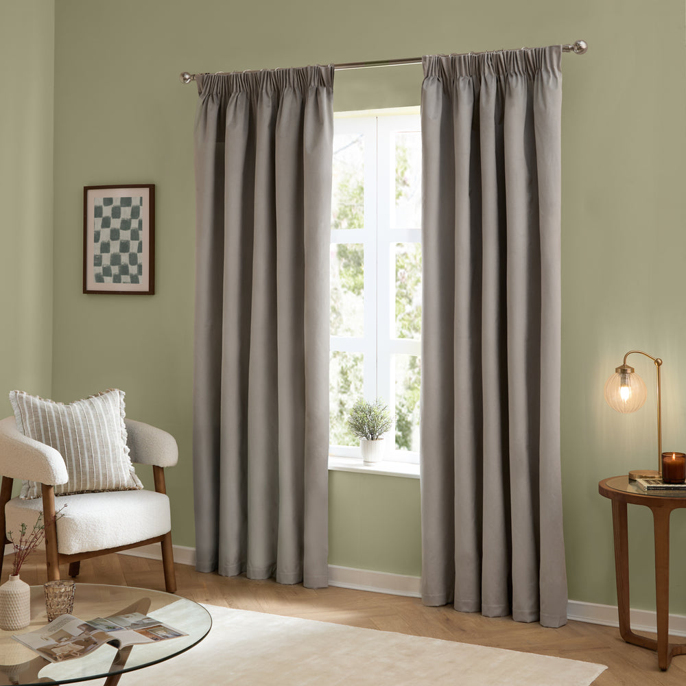 Deluxe Velvet 229x137 Pencil Pleat Curtains Silver - image 2