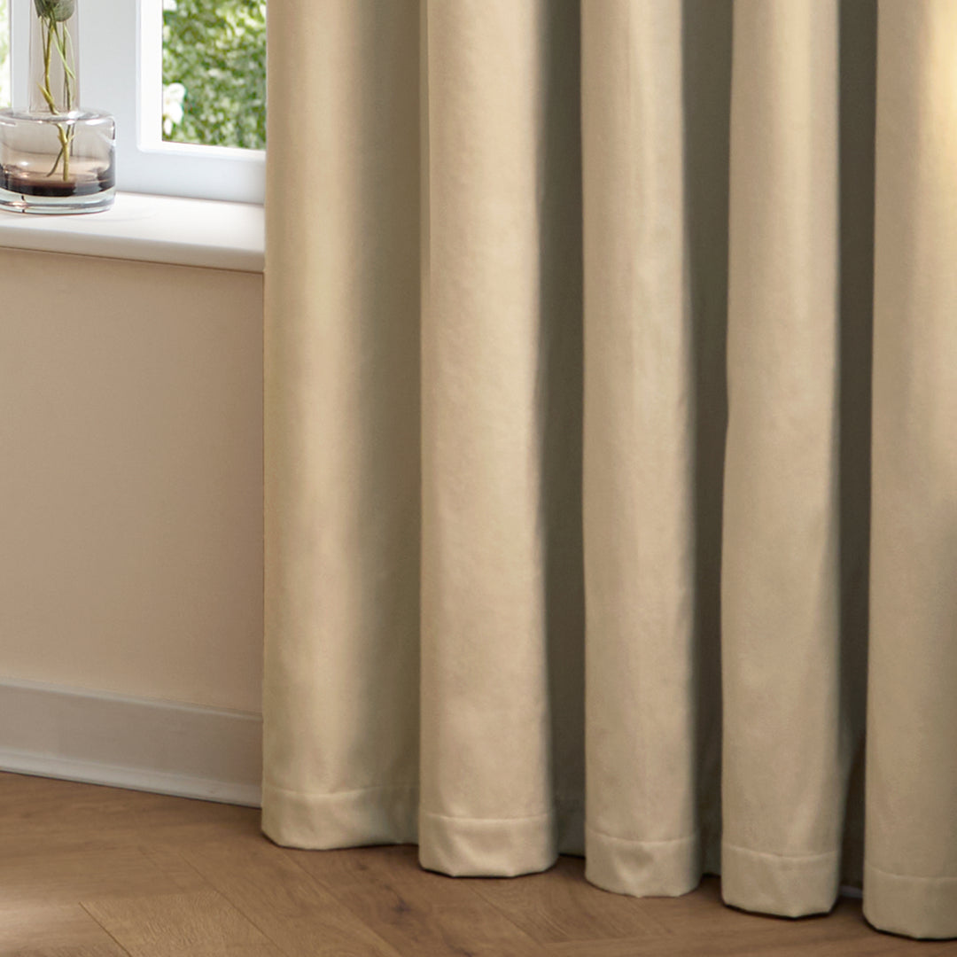 Deluxe Velvet 229x183 Pencil Pleat Curtains Natural - image 5