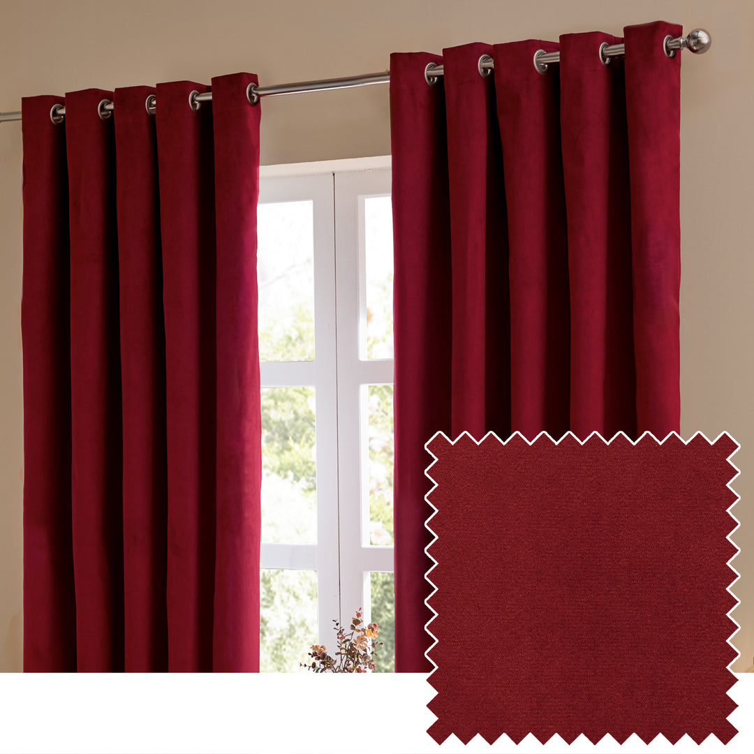 Deluxe Velvet 229x229 Eyelet Curtains Burgundy