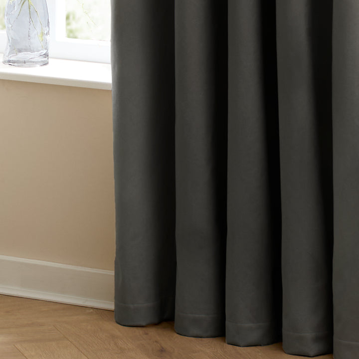 Deluxe Velvet 229x229 Eyelet Curtains Charcoal - image 5