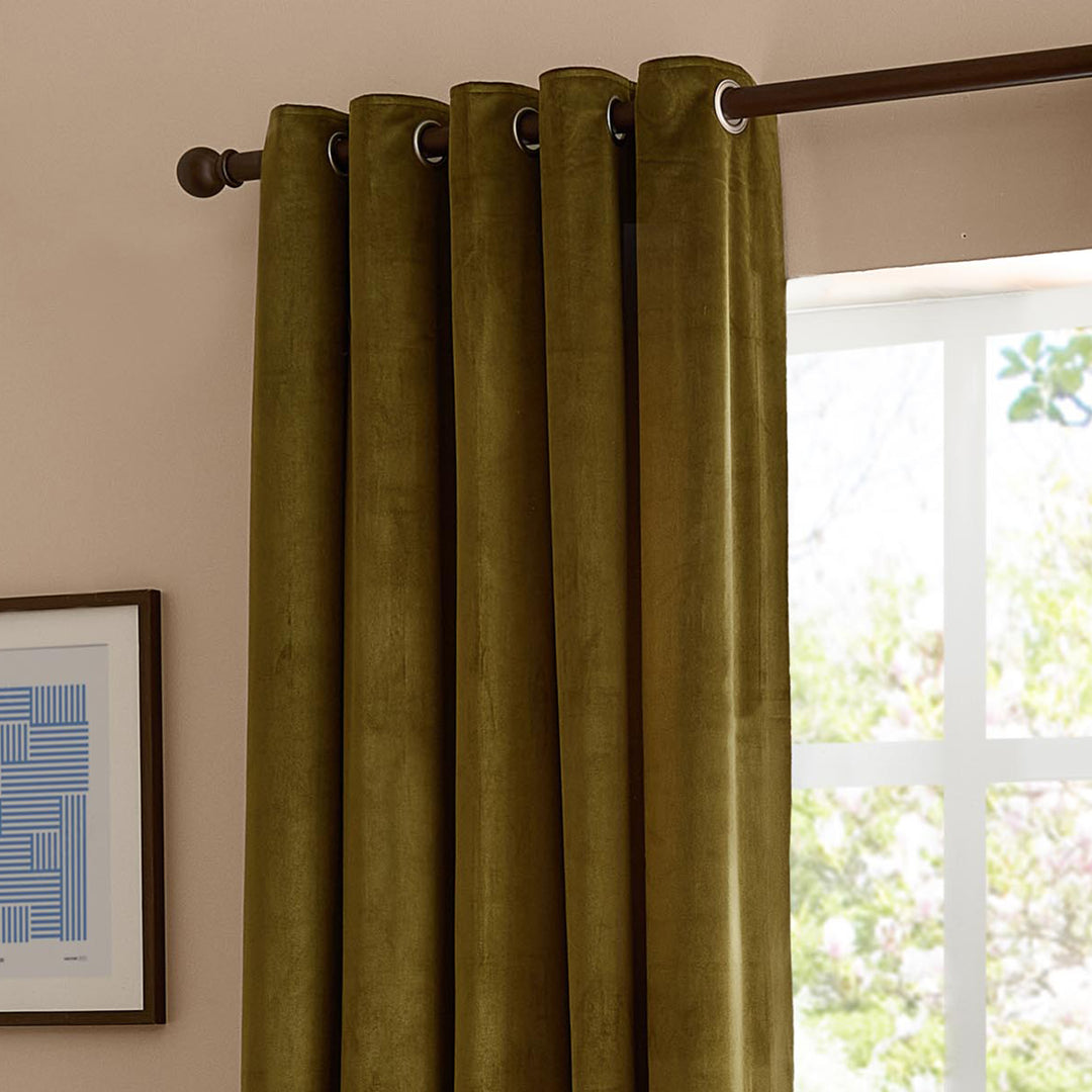 The Ultimate Velvet 229x229 Eyelet Curtains Olive - image 3