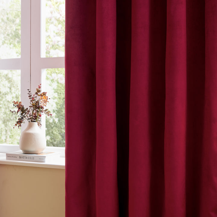 Deluxe Velvet 229x183 Eyelet Curtains Burgundy - image 3