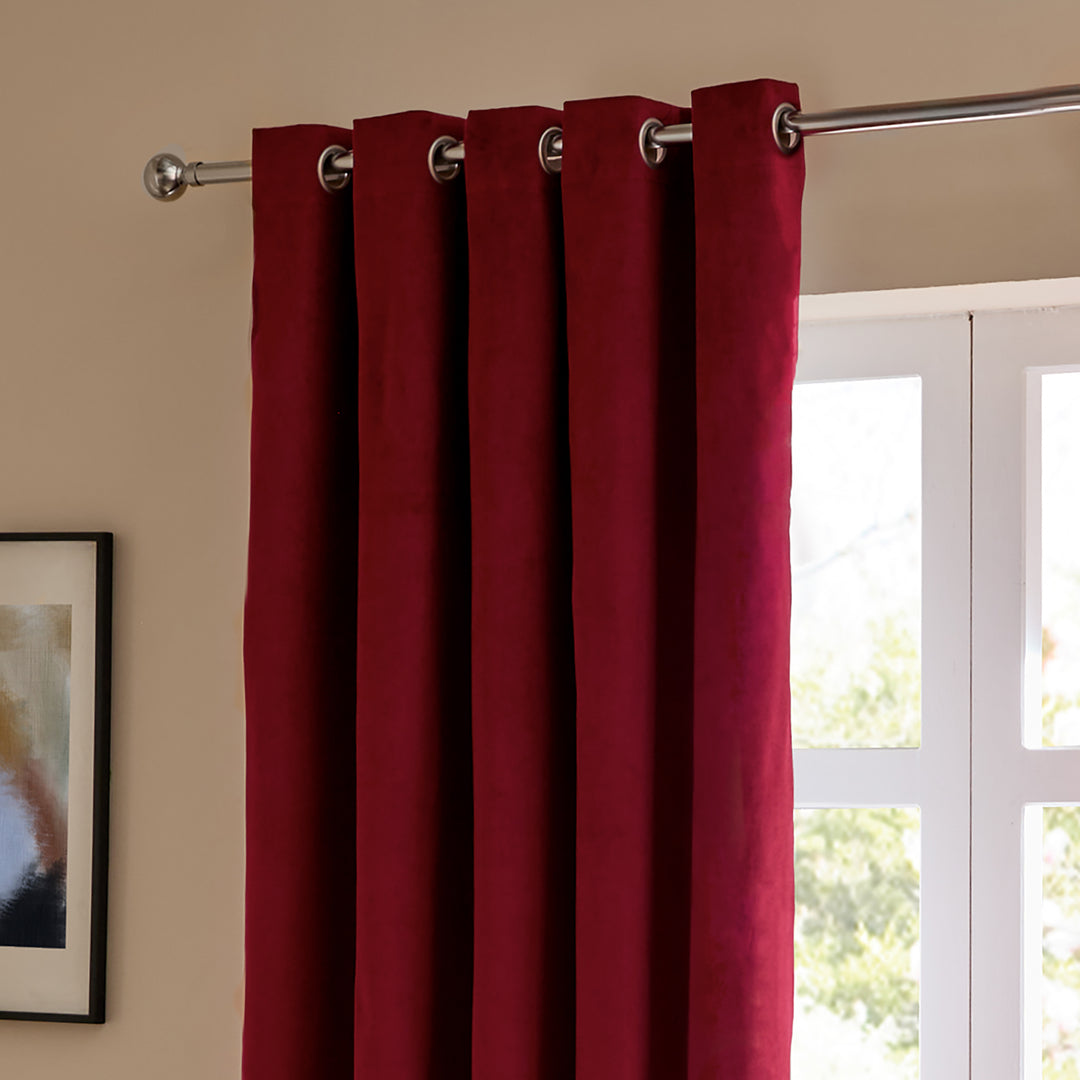 Deluxe Velvet 229x183 Eyelet Curtains Burgundy - image 4