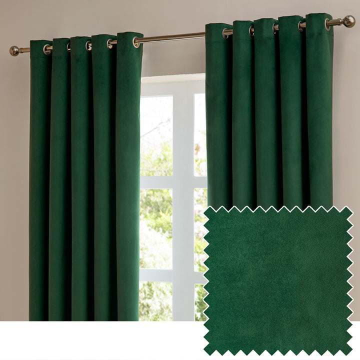 Deluxe Velvet 229x183 Eyelet Curtains Emerald