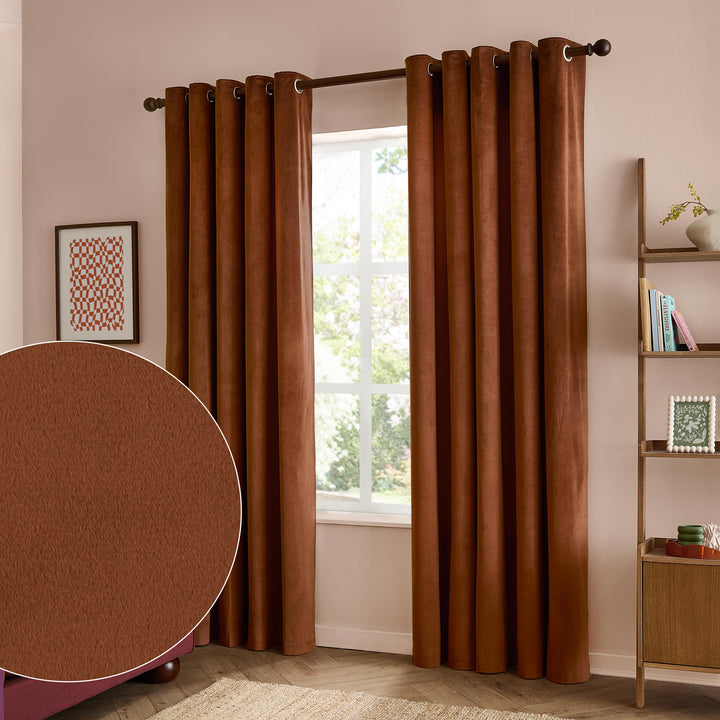 The Ultimate Velvet 229x183 Eyelet Curtains Mink