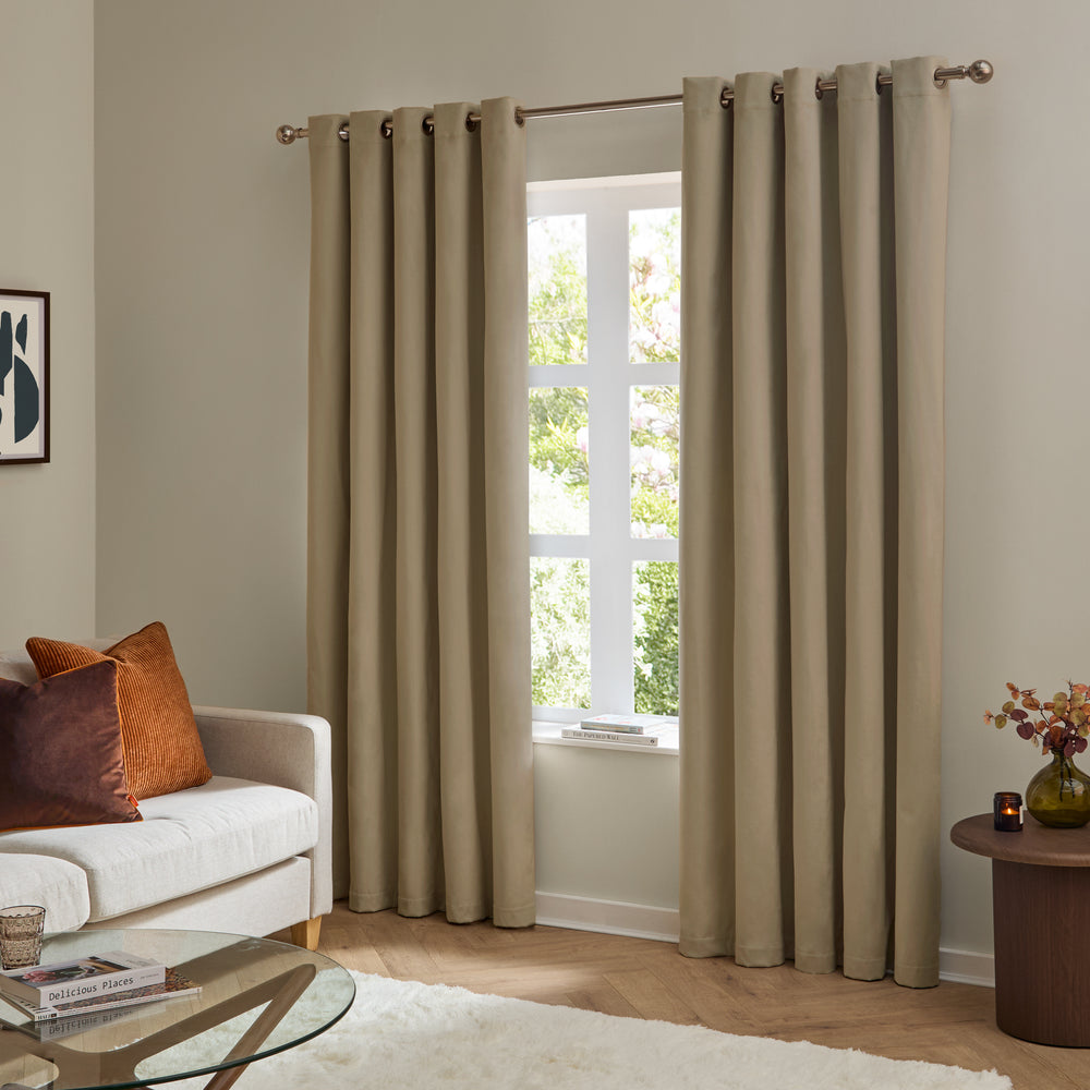 Deluxe Velvet 229x183 Eyelet Curtains Mocha - image 2