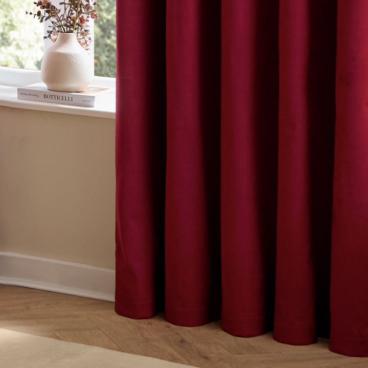 Deluxe Velvet 117x183 Eyelet Curtains Burgundy - image 5