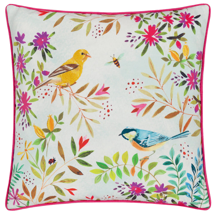 DAISY HILL WILLOW BIRDS 45X45 CUSHION CASE MULTI/PINK
