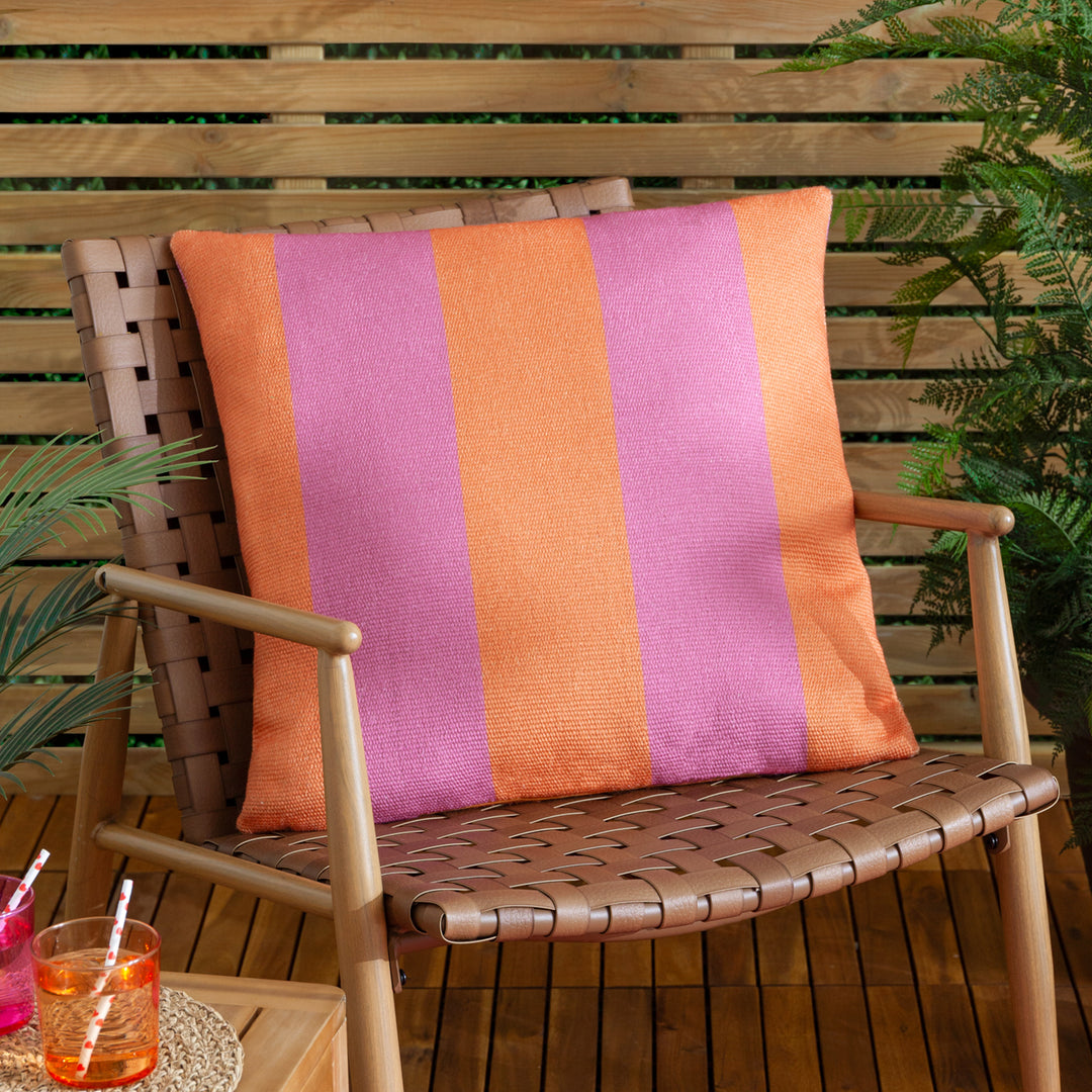 Deck Stripe 59x59 Outdoor Cushion Case Orange/Pink