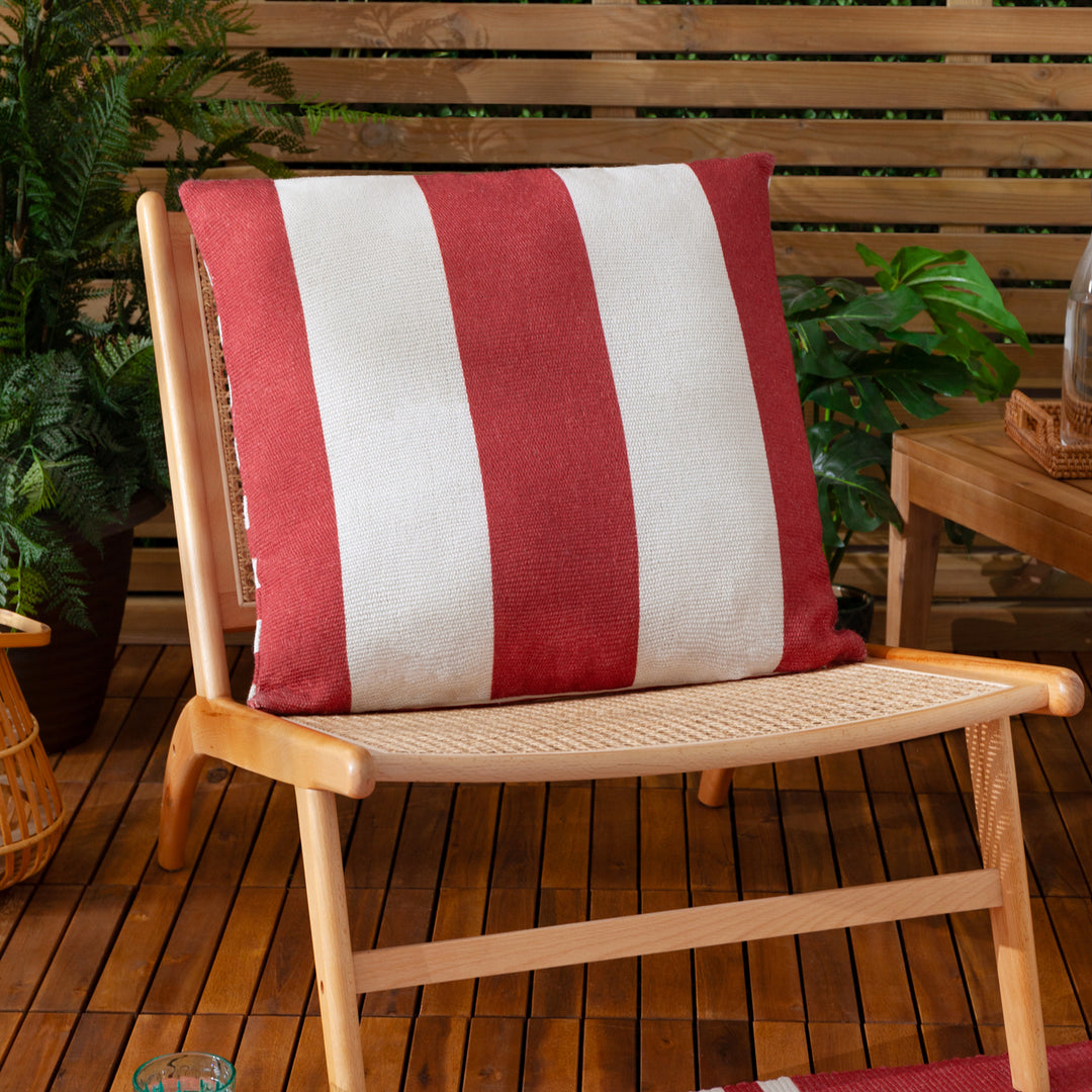 Deck Stripe 59x59 Outdoor Cushion Case White/Red