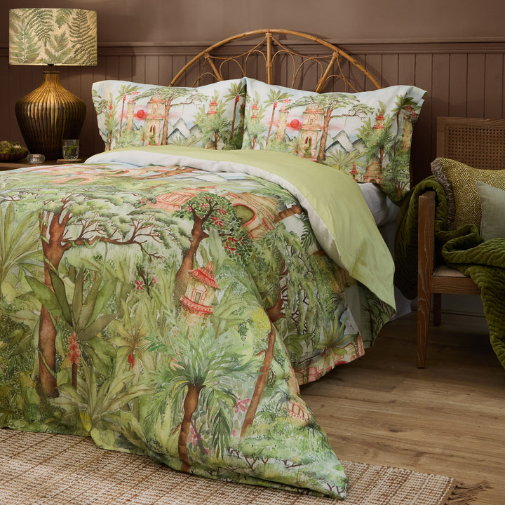 EDEN RUINS DOUBLE DUVET SET GREEN