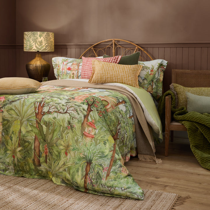EDEN RUINS DOUBLE DUVET SET GREEN