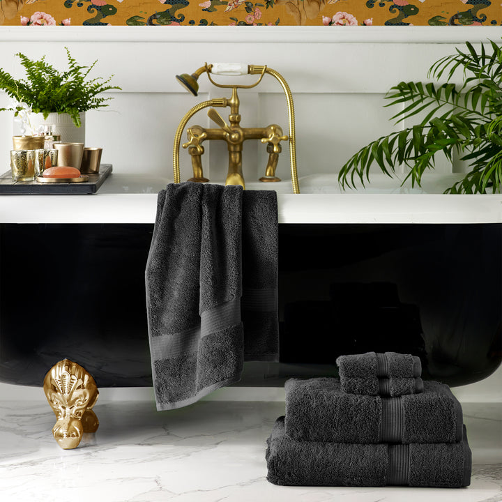 CLEOPATRA EGYPTIAN HAND TOWEL CHARCOAL