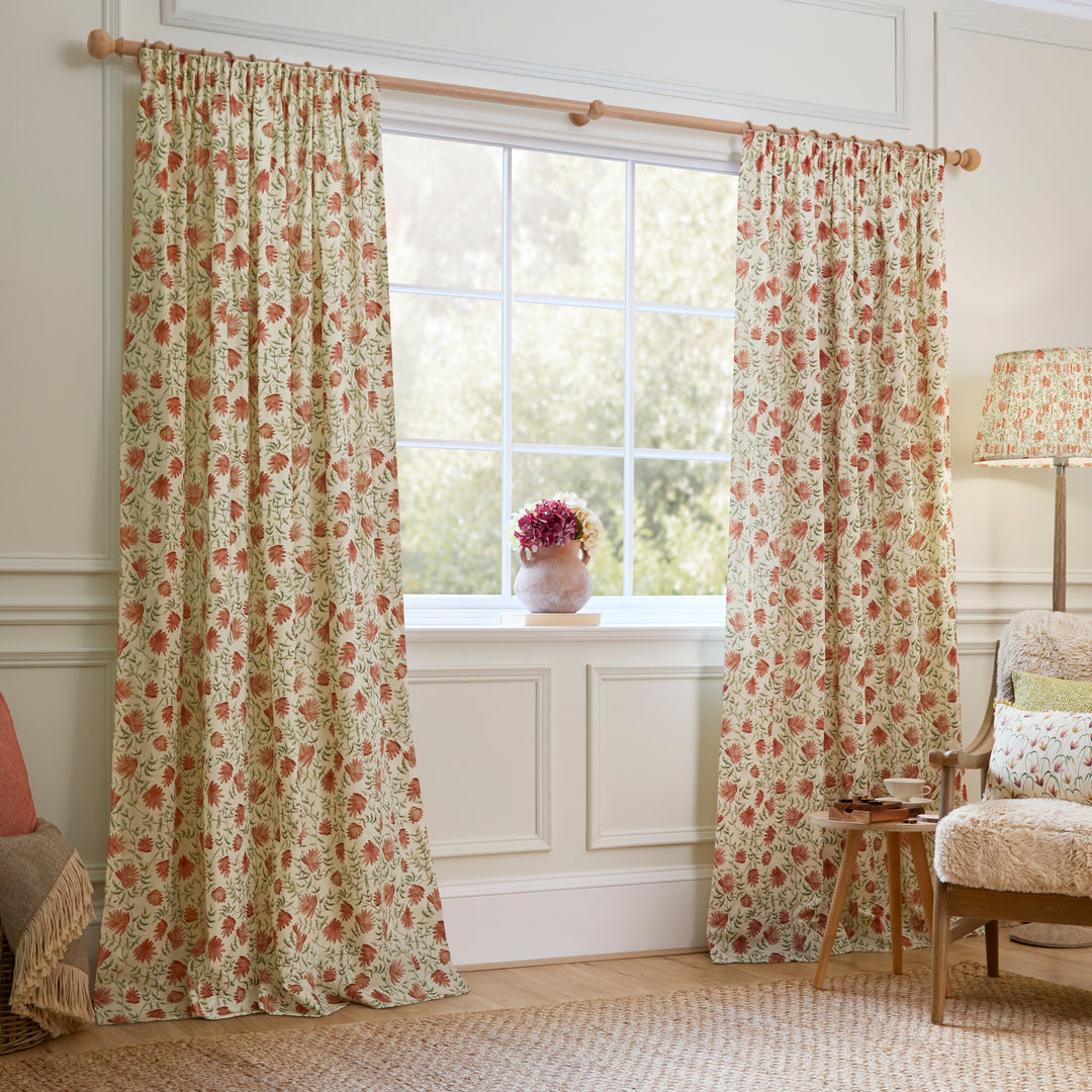 Elai Terracotta 168x183 Pencil Pleat Curtains Orange