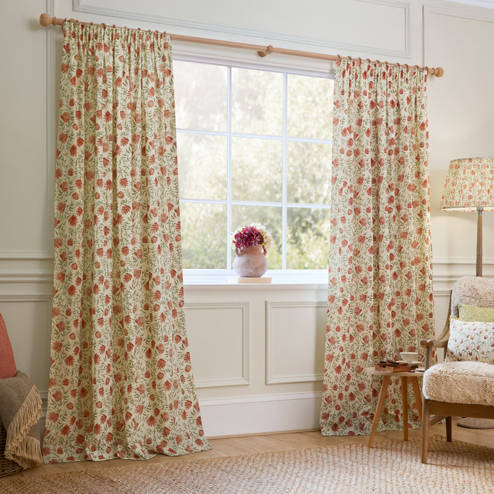 Elai Terracotta 168x183 Pencil Pleat Curtains Orange