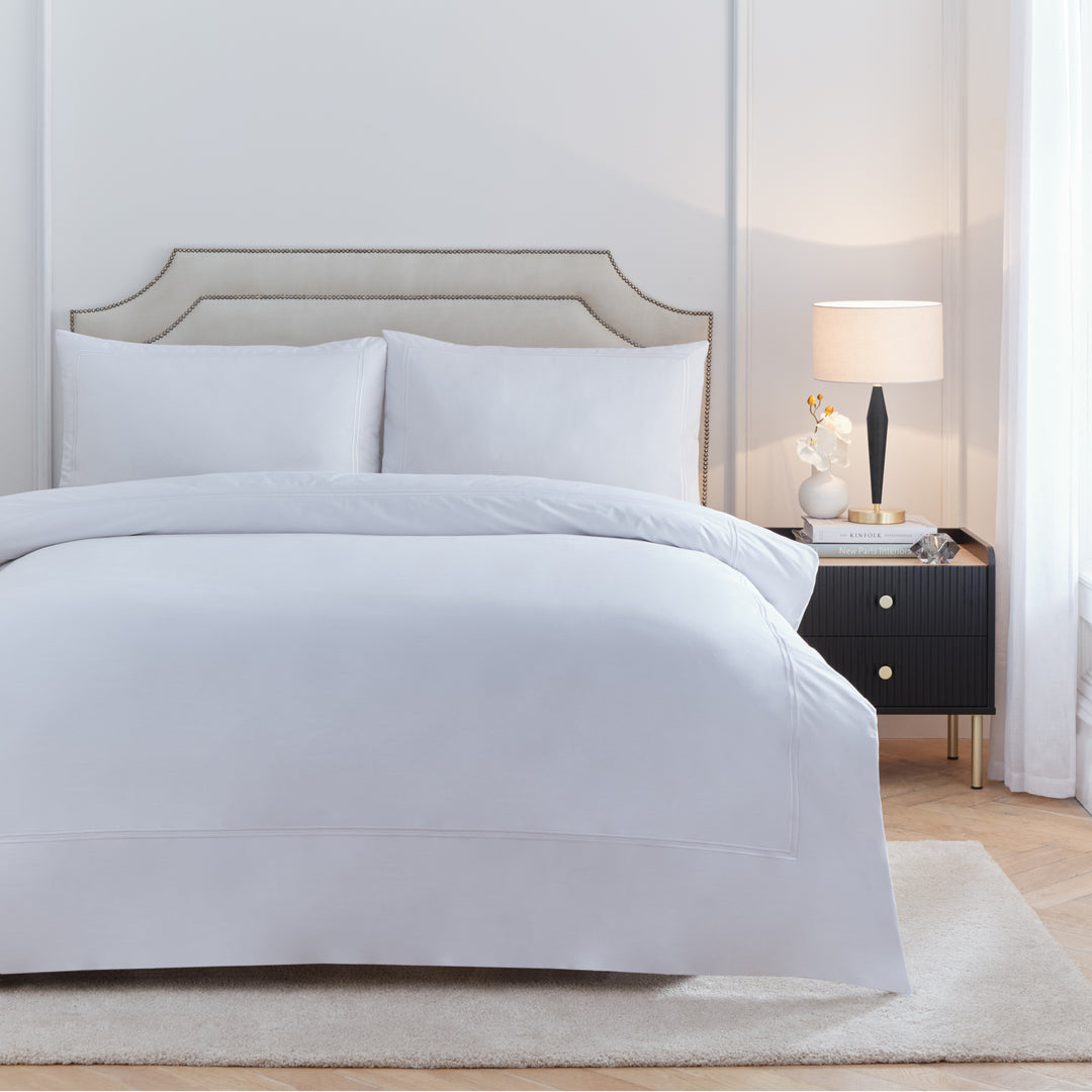Elara Embroidered Double Duvet Set White