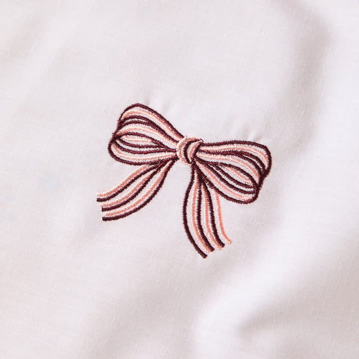 Embroidered Bows Single Duvet Set Burgundy/Pink - image 3